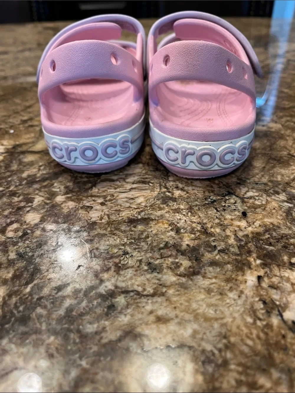 CROCS Kids Pink Sandals with Lavender Straps